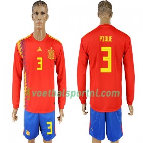 Spanje Pique 3 Thuis Shirt WK voetbal 2018 L/S